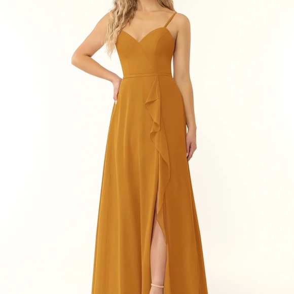 Elegant Butterscotch Evening Gown - Picture 2 of 9